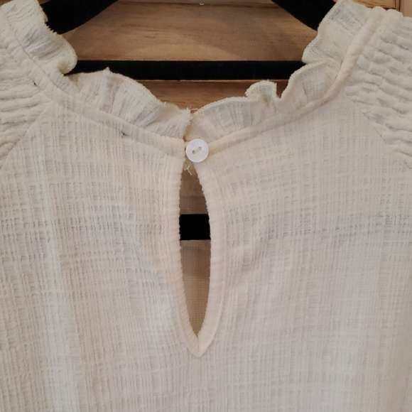 Current Air Cream Smocked Peasant Blouse Cottage Core Anthropologie Sz XS - Picture 7 of 14
